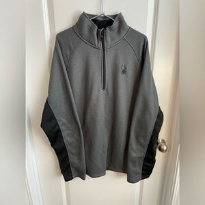 Spyder Men's Charcoal and Black Quarter Zip Pullover Sweater